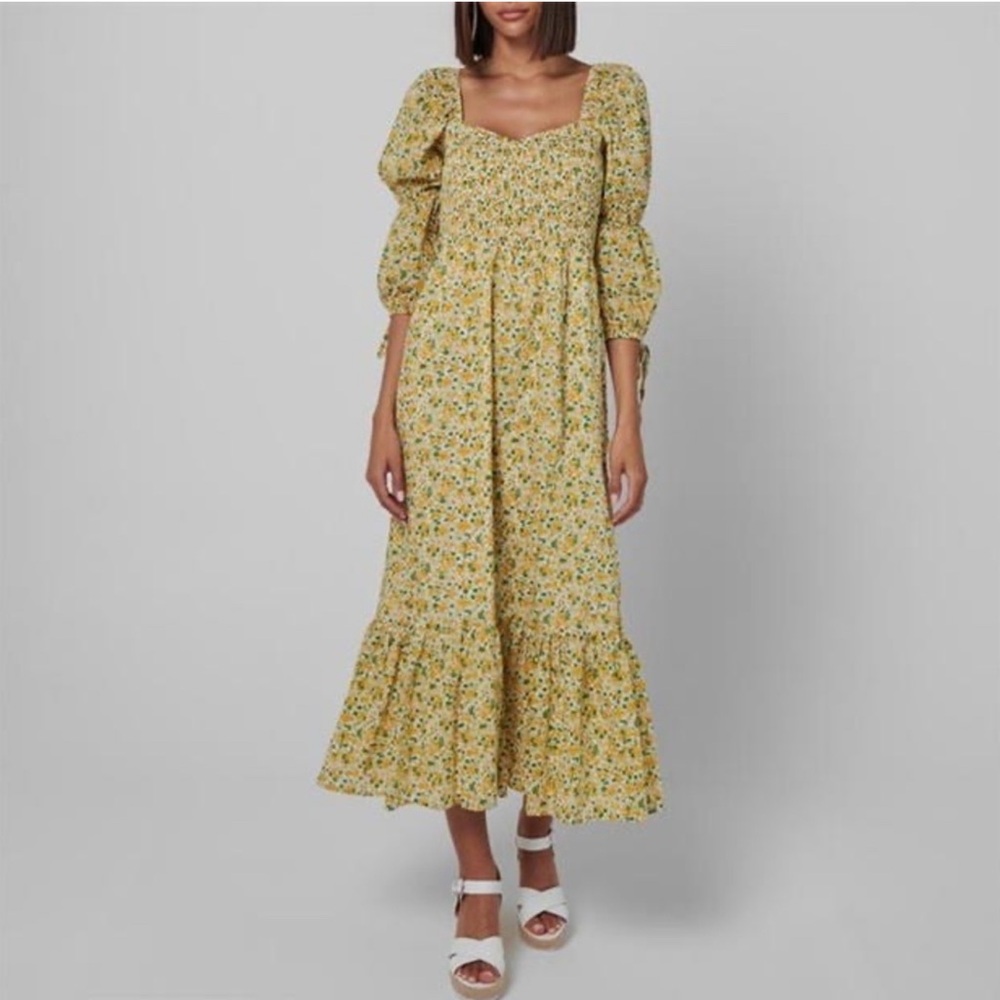 Faithfull the Brand Floral Yellow Dress, Small